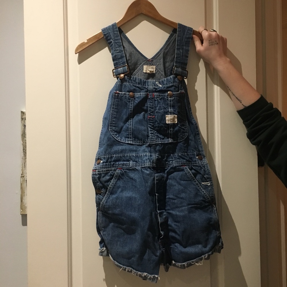 VINTAGE DENIM OVERALL SHORTS
